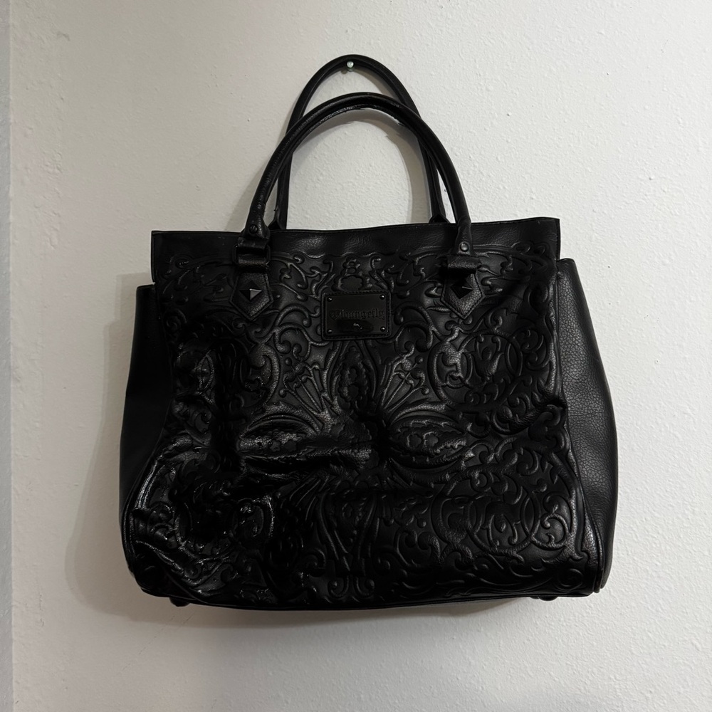 Loungefly Black Embossed Sugar Skull Tote - Picture 3 of 5